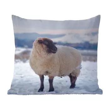 Декоративная подушка MuchoWow диванная подушка для гостиной декоративная подушка 60 x 60 см овца - снег - горы - чехол на подушку - хлопчатобумажная ткань - декоративные наволочки