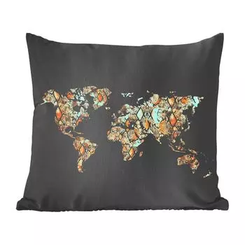 Декоративная подушка MuchoWow диванная подушка для гостиной декоративная подушка 60 x 60 см карта - мир - змея - дизайн - чехол на подушку - хлопчатобумажная ткань - декоративные чехлы на подушки