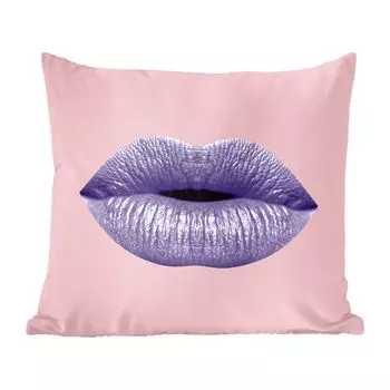 Декоративная подушка MuchoWow диванная подушка для гостиной декоративная подушка 60 x 60 см губы - пастель - розовый - чехол на подушку - хлопчатобумажная ткань - декоративные чехлы на подушки
