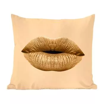 Декоративная подушка MuchoWow диванная подушка для гостиной декоративная подушка 60 x 60 см губы - пастель - коричневый - чехол на подушку - хлопчатобумажная ткань - декоративные чехлы на подушки