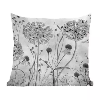 Декоративная подушка MuchoWow диванная подушка для гостиной декоративная подушка 60 x 60 см картина маслом - натюрморт - черный - белый - чехол на подушку - хлопчатобумажная ткань - декоративные наволочки
