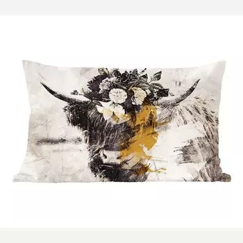 Декоративная подушка MuchoWow диванная подушка для гостиной декоративная подушка 50 x 30 см Scottish Highlander - золотой - белый - цвет - чехлы на диванные подушки - без наполнителя
