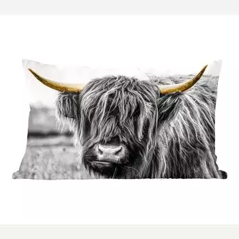 Декоративная подушка MuchoWow диванная подушка для гостиной декоративная подушка 50 x 30 см Шотландский горец - рога - золотой - черный - чехлы на диванные подушки - без наполнителя
