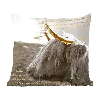 Декоративная подушка MuchoWow диванная подушка для гостиной декоративная подушка 40 x 40 см Scottish Highlander - золото - цитата - чехлы на диванные подушки - без наполнителя
