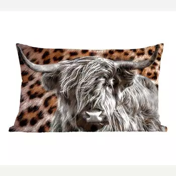 Декоративная подушка MuchoWow диванная подушка для гостиной декоративная подушка 50 x 30 см Scottish Highlander - принт пантеры - животные - чехлы на диванные подушки - без наполнителя