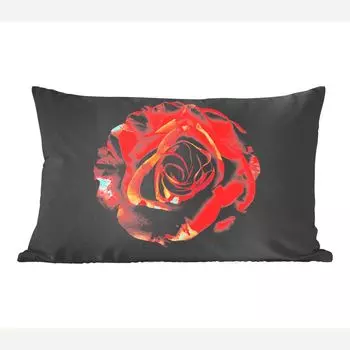 Декоративная подушка MuchoWow диванная подушка для гостиной декоративная подушка 50x30 см цветок - роза - красный - черный - чехлы на диванные подушки - без наполнителя