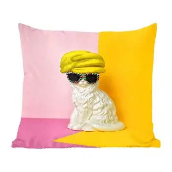 Декоративная подушка MuchoWow диванная подушка для гостиной декоративная подушка 45x45 см статуя кота с бананами - чехлы - декоративные чехлы - декоративные чехлы