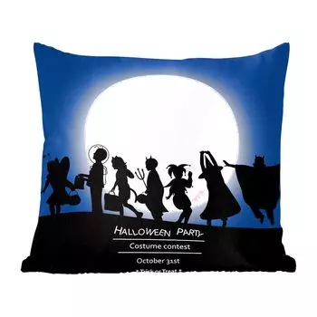 Декоративная подушка MuchoWow диванная подушка для гостиной декоративная подушка 60x60 см Группа страшных персонажей на иллюстрации Хэллоуина - чехол на подушку - хлопчатобумажная ткань - декоративные наволочки