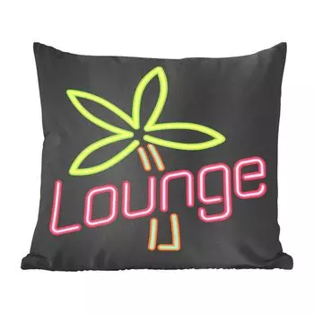 Декоративная подушка MuchoWow диванная подушка для гостиной декоративная подушка 40x40 см Пиктограмма с изображением неоновой пальмовой вывески - чехлы для диванных подушек - без наполнителя