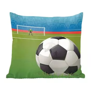Декоративная подушка MuchoWow диванная подушка для гостиной декоративная подушка 60 x 60 см Иллюстрация футбола на поле на стадионе - мальчики - девочки - дети - чехол на подушку - хлопчатобумажная ткань - декоративные наволочки