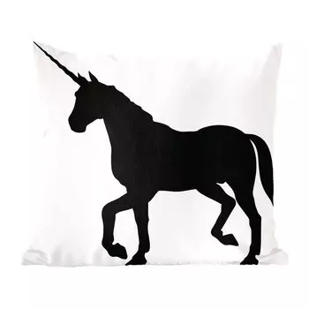Декоративная подушка MuchoWow диванная подушка для гостиной декоративная подушка 60 х 60 см Иллюстрация черного единорога - девочка - ребенок - девочка - чехол на подушку - хлопчатобумажная ткань - декоративные наволочки