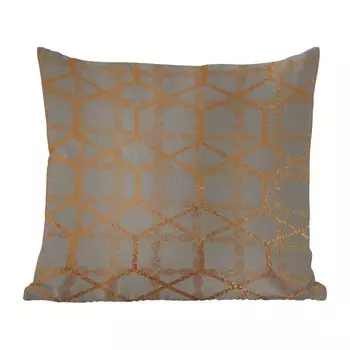 Декоративная подушка MuchoWow, диванная подушка для гостиной, декоративная подушка 60 x 60 см, дизайн - шестиугольник - серый - чехол на подушку - хлопчатобумажная ткань - декоративные чехлы на подушки