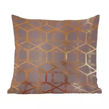 Декоративная подушка MuchoWow диванная подушка для гостиной декоративная подушка 60 x 60 см узор - золотой - фиолетовый - чехол на подушку - хлопчатобумажная ткань - декоративные наволочки