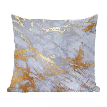 Декоративная подушка MuchoWow диванная подушка для гостиной декоративная подушка 60 x 60 см мрамор - узор - синий - золото - чехол на подушку - хлопчатобумажная ткань - декоративные наволочки