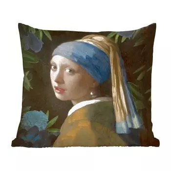 Декоративная подушка MuchoWow диванная подушка для гостиной декоративная подушка 60 x 60 см Девушка с жемчужной сережкой - Vermeer - art - чехол на подушку - хлопчатобумажная ткань - декоративные наволочки, мультиколор