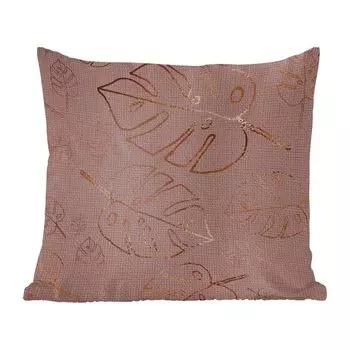 Декоративная подушка MuchoWow, диванная подушка для гостиной, декоративная подушка 60 x 60 см, узор - розовый - бронза - люкс - чехол на подушку - хлопчатобумажная ткань - декоративные чехлы на подушки
