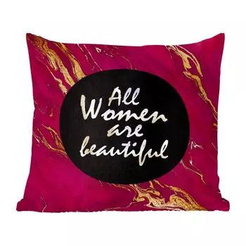 Декоративная подушка MuchoWow диванная подушка для гостиной декоративная подушка 60 x 60 см цитата - женщина - золото - бордовый - чехол на подушку - хлопчатобумажная ткань - декоративные наволочки