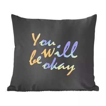 Декоративная подушка MuchoWow диванная подушка для гостиной декоративная подушка 60 x 60 см цитата - мотивация - золотой - черный - чехол на подушку - хлопчатобумажная ткань - декоративные чехлы на подушки, мультиколор