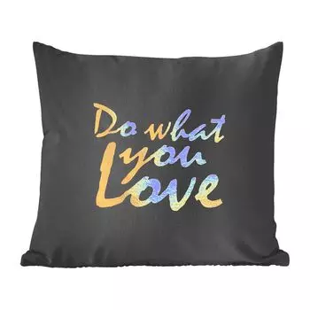 Декоративная подушка MuchoWow диванная подушка для гостиной декоративная подушка 60 x 60 см цитата - любовь - черный - золото - чехол на подушку - хлопчатобумажная ткань - декоративные наволочки
