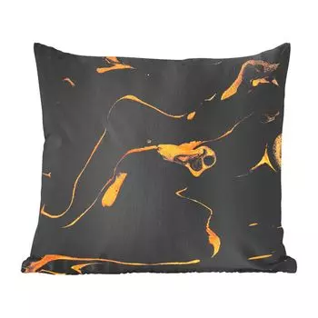 Декоративная подушка MuchoWow диванная подушка для гостиной декоративная подушка 60 x 60 см узор - золотой - черный - чехол на подушку - хлопчатобумажная ткань - декоративные чехлы на подушки, мультиколор