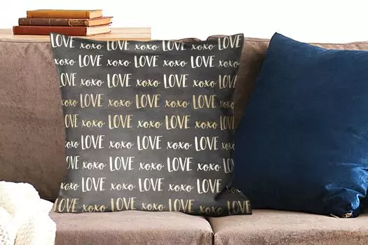 Декоративная подушка MuchoWow диванная подушка для гостиной декоративная подушка 60 x 60 см узор - любовь - золото - черный - чехол на подушку - хлопчатобумажная ткань - декоративные чехлы на подушки