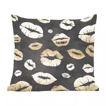 Декоративная подушка MuchoWow диванная подушка для гостиной декоративная подушка 60 x 60 см узор - поцелуй - золотой - черный - чехол на подушку - хлопчатобумажная ткань - декоративные наволочки, мультиколор