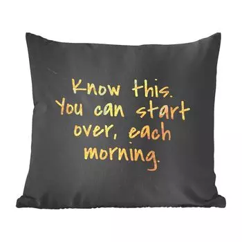 Декоративная подушка MuchoWow, диванная подушка для гостиной, декоративная подушка 40 x 40 см, цитаты - мотивация - золото - мрамор - чехлы на диванные подушки - без наполнителя, мультиколор