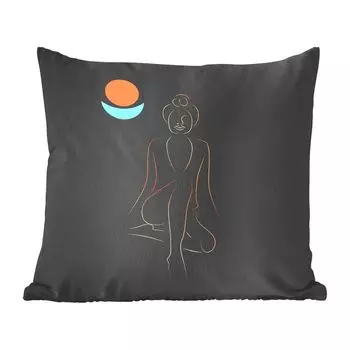 Декоративная подушка MuchoWow диванная подушка для гостиной декоративная подушка 40 x 40 см женщина - рисунок линии - золото - чехлы на диванные подушки - без наполнителя