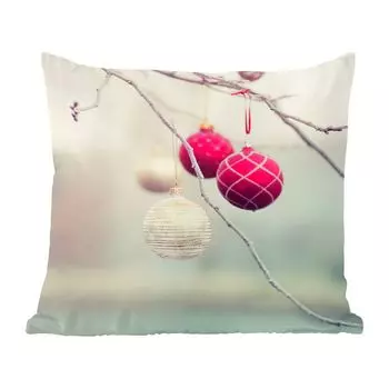Декоративная подушка MuchoWow диванная подушка для гостиной декоративная подушка 60x60 см Крупный план разноцветных шариков в ледяной день - чехол на подушку - хлопчатобумажная ткань - декоративные наволочки