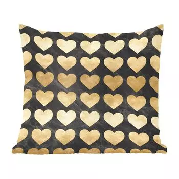 Декоративная подушка MuchoWow диванная подушка для гостиной декоративная подушка 60 x 60 см узор - сердце - золото - черный - чехол на подушку - хлопчатобумажная ткань - декоративные наволочки
