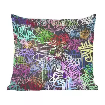 Декоративная подушка MuchoWow, диванная подушка для гостиной, декоративная подушка 60 x 60 см, уличное искусство - винтаж - цвет - чехол на подушку - хлопчатобумажная ткань - декоративные наволочки