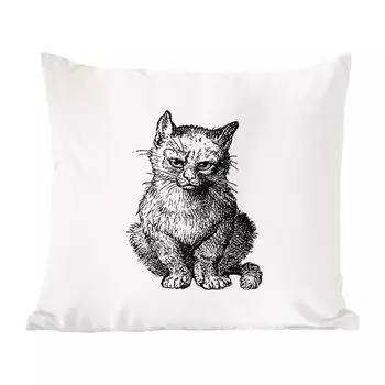 Декоративная подушка MuchoWow, диванная подушка для гостиной, декоративная подушка 60 x 60 см, ретро - кошки - животные - чехол на подушку - хлопковая ткань - декоративные наволочки