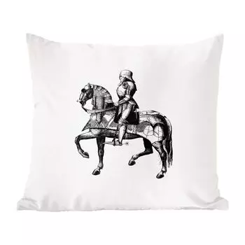 Декоративная подушка MuchoWow, диванная подушка для гостиной, декоративная подушка 60 x 60 см, винтаж - верховая езда - рыцарь - чехол на подушку - хлопчатобумажная ткань - декоративные наволочки