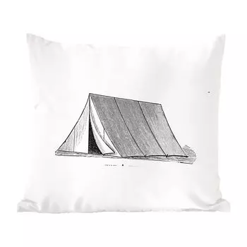 Декоративная подушка MuchoWow, диванная подушка для гостиной, декоративная подушка 60 x 60 см, ретро - палатка - кемпинг - чехол на подушку - хлопчатобумажная ткань - декоративные наволочки