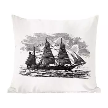 Декоративная подушка MuchoWow диванная подушка для гостиной декоративная подушка 60 x 60 см винтаж - лодка - парусный спорт - чехол на подушку - хлопчатобумажная ткань - декоративные наволочки