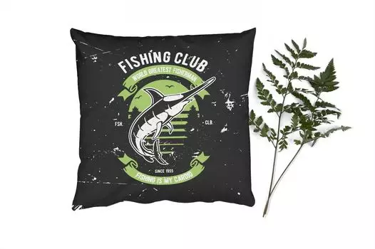 Декоративная подушка MuchoWow диванная подушка для гостиной декоративная подушка 40х40 см рыба - ретро - цитата - чехлы на диванные подушки - без наполнителя