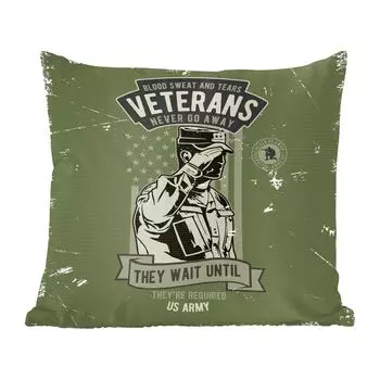 Декоративная подушка MuchoWow, диванная подушка для гостиной, декоративная подушка 60 x 60 см, винтаж - армия - флаг - чехол на подушку - хлопчатобумажная ткань - декоративные наволочки