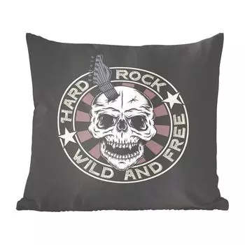 Декоративная подушка MuchoWow, диванная подушка для гостиной, декоративная подушка 60 x 60 см, винтаж - череп - гитара - чехол на подушку - хлопчатобумажная ткань - декоративные наволочки