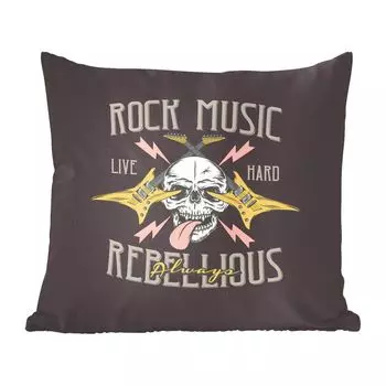 Декоративная подушка MuchoWow диванная подушка для гостиной декоративная подушка 60 x 60 см винтаж - гитара - череп - чехол на подушку - хлопчатобумажная ткань - декоративные чехлы на подушки