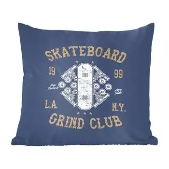 Декоративная подушка MuchoWow, диванная подушка для гостиной, декоративная подушка 40 x 40 см, скейтборд - белый - ретро - цитата - чехлы на диванные подушки - без наполнителя