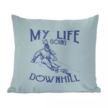 Декоративная подушка MuchoWow, диванная подушка для гостиной, декоративная подушка 60 x 60 см, лыжи - винтаж - снег - чехол на подушку - хлопчатобумажная ткань - декоративные наволочки