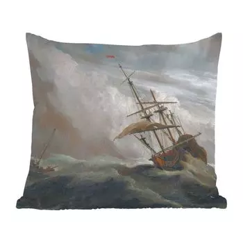 Декоративная подушка MuchoWow диванная подушка для гостиной декоративная подушка 60x60 см De Windstoot - Willem van de Velde - Old Masters - чехол на подушку - хлопчатобумажная ткань - декоративные наволочки