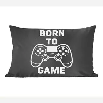 Декоративная подушка MuchoWow, диванная подушка для гостиной, декоративная подушка 50 x 30 см для игр - цитаты - контроллеры - рождены для игры - черный - белый - чехлы для диванных подушек - без наполнителя