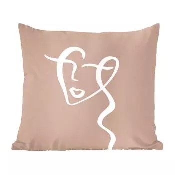 Декоративная подушка MuchoWow диванная подушка для гостиной декоративная подушка 60 x 60 см лицо - женщина - коричневый - белый - чехол на подушку - хлопчатобумажная ткань - декоративные наволочки