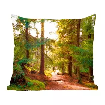 Декоративная подушка MuchoWow диванная подушка для гостиной декоративная подушка 60 x 60 см лес - тропинка - деревья - зеленый - солнце - природа - чехол на подушку - хлопчатобумажная ткань - декоративные наволочки