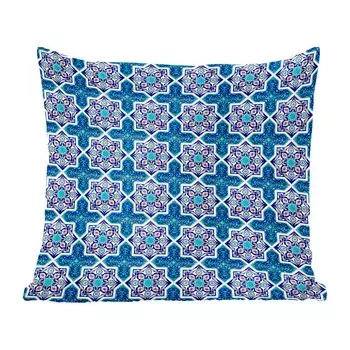 Декоративная подушка MuchoWow диванная подушка для гостиной декоративная подушка 60х60 см Марокканский мозаичный узор, в котором преимущественно используется синий цвет - чехол на подушку - хлопчатобумажная ткань - декоративные чехлы на подушки