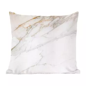 Декоративная подушка MuchoWow диванная подушка для гостиной декоративная подушка 60 x 60 см мрамор - камень - белый - золото - имитация мрамора - камень - роскошь - чехол на подушку - хлопчатобумажная ткань - декоративные наволочки