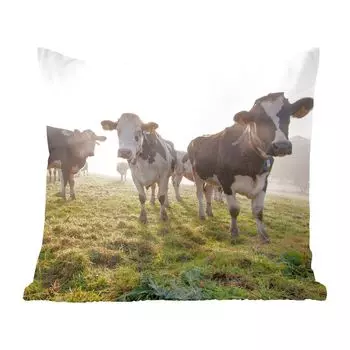 Декоративная подушка MuchoWow диванная подушка для гостиной декоративная подушка 60 x 60 см коровы - трава - туман - чехол на подушку - хлопчатобумажная ткань - декоративные наволочки