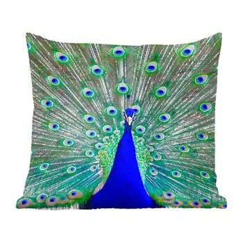 Декоративная подушка MuchoWow диванная подушка для гостиной декоративная подушка 60 x 60 см павлин - крылья - хвост - чехол на подушку - хлопчатобумажная ткань - декоративные наволочки