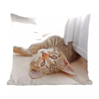 Декоративная подушка MuchoWow диванная подушка для гостиной декоративная подушка 60 x 60 см котенок - солнце - коричневый - девочки - дети - мальчики - ребенок - чехол на подушку - хлопчатобумажная ткань - декоративные наволочки